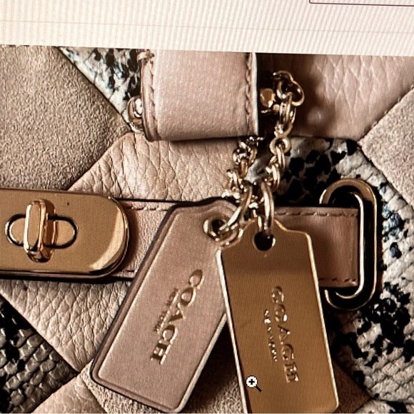 Coach Swagger Exotic Embossed Patchwork Leather/Suede Beechwood Satchel Bag- GUC - Picture 3 of 16